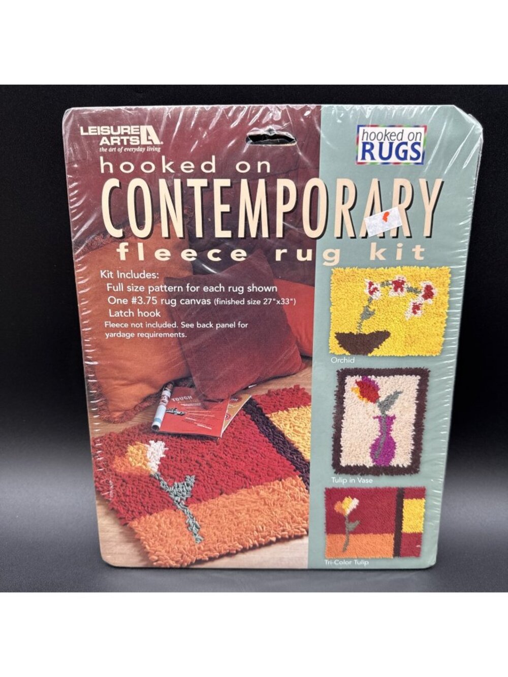 Vintage NOS Tulip Flower Latch Hook Fleece Rug Kit Leisure Arts USA  MCM Craft